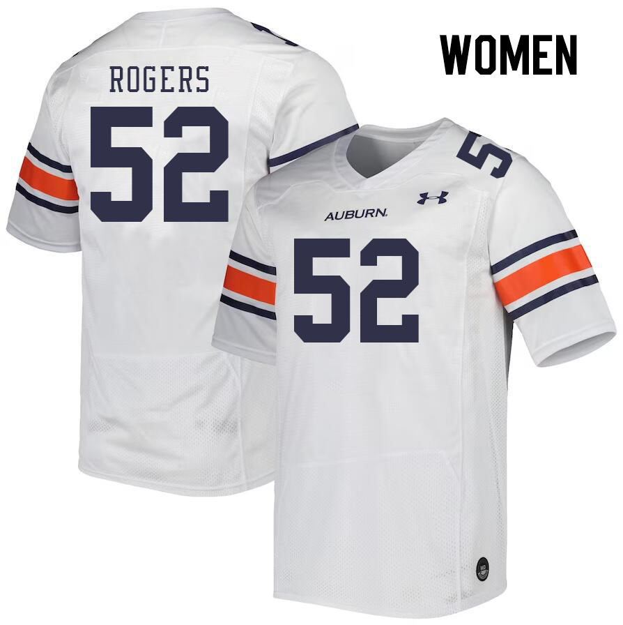 Women #52 Justin Rogers Auburn Tigers College Football Jerseys Stitched Sale-White